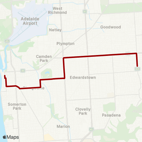 Torrens Transit Mitcham Girls High School - Glenelg Intg map