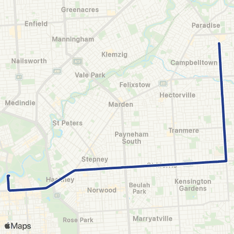 Torrens Transit Newton - Adelaide Oval map
