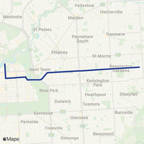 Torrens Transit Rosslyn Park - Adelaide Oval map