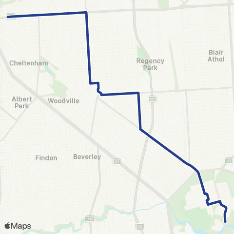 Torrens Transit Rosewater - Adelaide Oval map