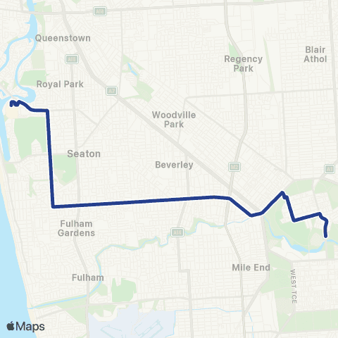 Torrens Transit West Lakes Centre Intg - Adelaide Oval map