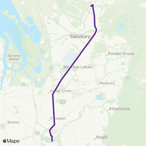 Torrens Transit Elizabeth City Centre - Adelaide Oval map