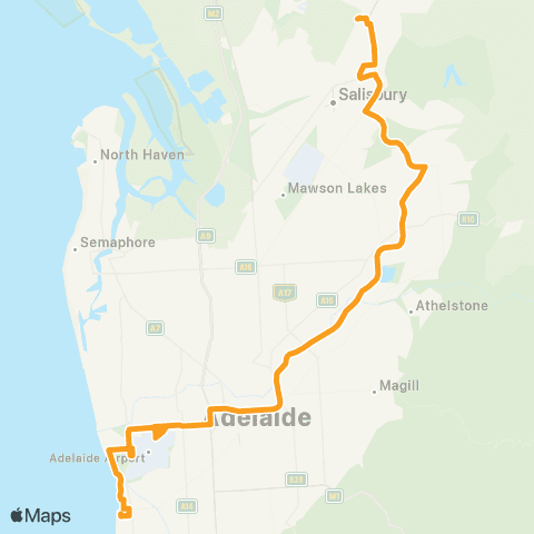 Torrens Transit Elizabeth - Adelaide Airport & Glenelg map