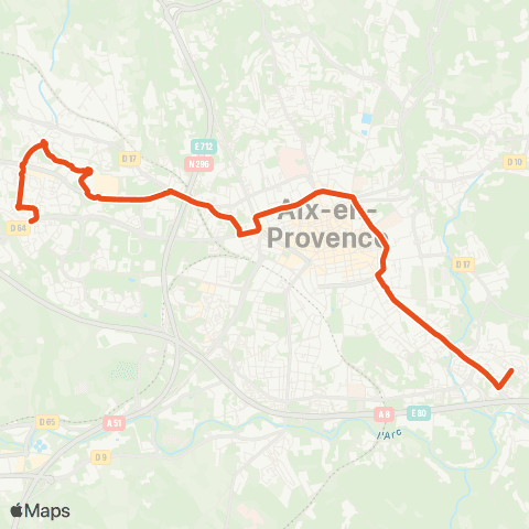 Aix en Bus Tour de ville ↔ Grande Bastide map