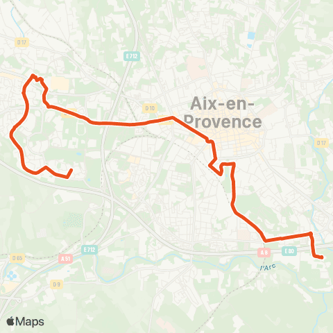Aix en Bus Margueride ↔ Arc de Meyran map