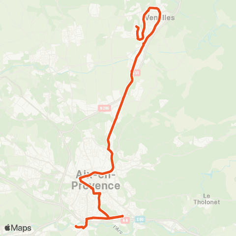 Aix en Bus 8377-3:Venelles>Aix-Ctre>Armelière / Scolaire map