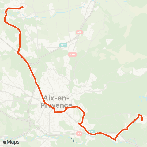 Aix en Bus Puyricard Centre ↔ Palette-le Tholonet map