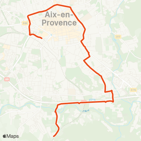 Aix en Bus Montaiguet ↔ Rotonde Narvik map