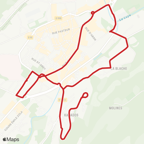 L'Agglo en bus Centro B : Piddington>Gourlanches>Kapados map
