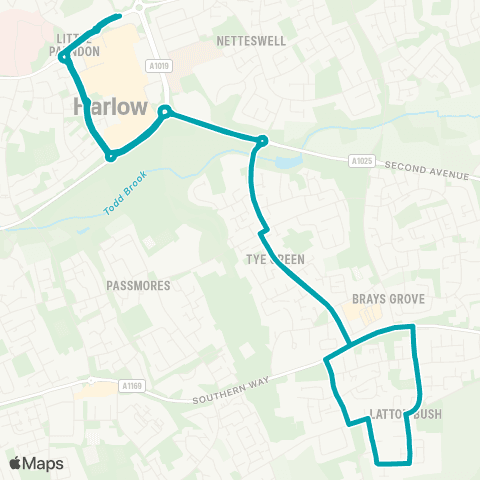 Arriva Herts and Essex Temp Bus Station - Temp Bus Station map