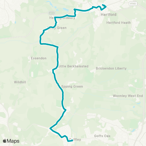 Arriva Herts and Essex Bus Station - Cuffley Railway Station map