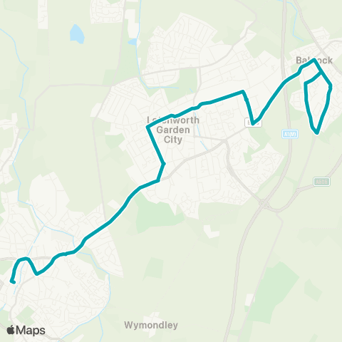 Arriva Herts and Essex Market Place - Hermitage Road map