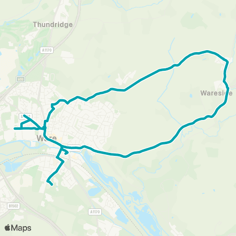 Arriva Herts and Essex Ware Railway Sta - Ware Railway Sta map
