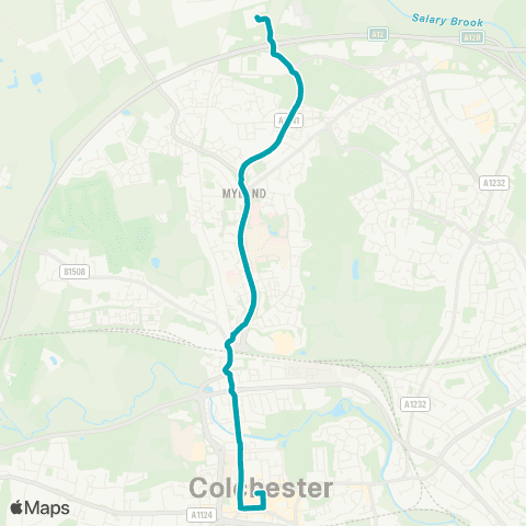 Arriva Herts and Essex Colchester N Park-and-Ride - High Street map