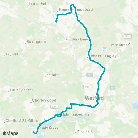 Arriva Herts and Essex Riverside - Downings Wood Terminus map