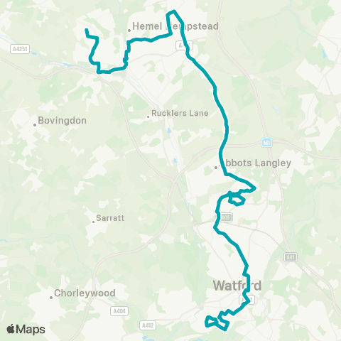 Arriva Herts and Essex Hemel Hempstead Railway Sta - Westfield CC map