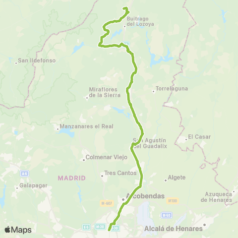 Autobuses Interurbanos Madrid (Plaza de Castilla)-Braojos map