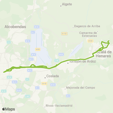 Autobuses Interurbanos Madrid (Avda. América)-Alcalá (Espartales-Universidad) map