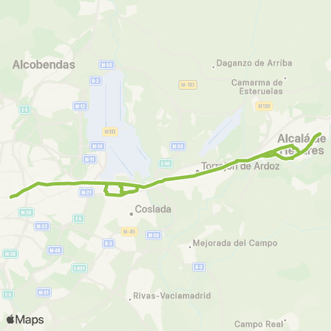 Autobuses Interurbanos Madrid (Avda. América)-Alcalá (Virgen del Val) map