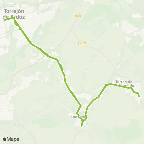 Autobuses Interurbanos Madrid (Av. de América) - Nuevo Baztán-Villar del Olmo map
