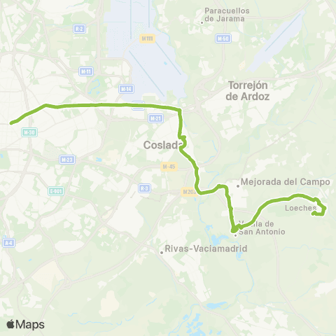 Autobuses Interurbanos Madrid (Av. de América)-Velilla-Loeches map