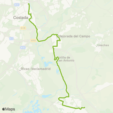 Autobuses Interurbanos Coslada (San Fernando Ffcc)-Velilla-Arganda del Rey map