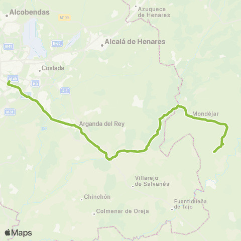 Autobuses Interurbanos Madrid (Pavones)-Mondejar-Driebes map