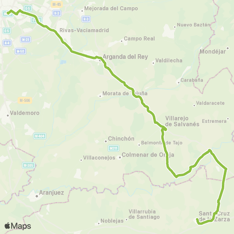 Autobuses Interurbanos Madrid (Estación Sur)-Villamanrique-Sta.Cruz map