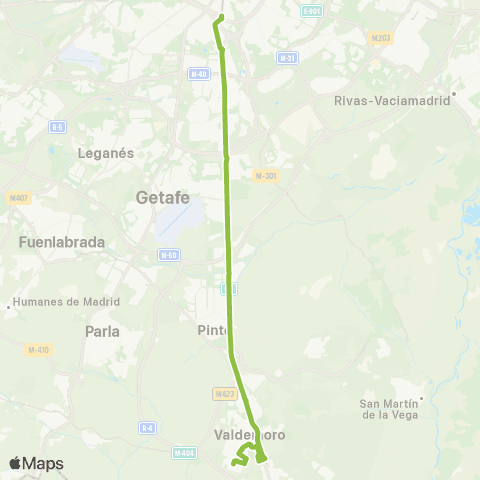 Autobuses Interurbanos Madrid (Legazpi)-Valdemoro (el Restón) map