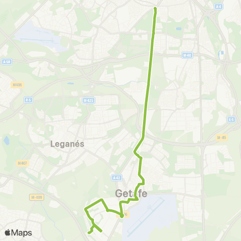 Autobuses Interurbanos Madrid (Plaza Elíptica)-Getafe (Sector III-Paseo Juan José Rosón) map