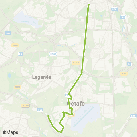 Autobuses Interurbanos Madrid (Plaza Elíptica)-Getafe (Sector III-Islas Canarias) map