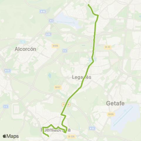 Autobuses Interurbanos Madrid (Aluche)-Fuenlabrada (P. Granada) map