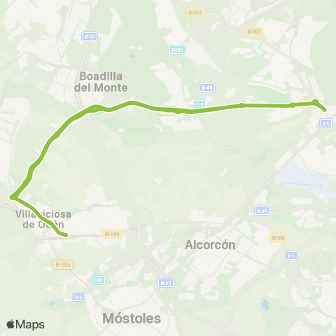 Autobuses Interurbanos Madrid (Colonia Jardín) - Villaviciosa de Odón map