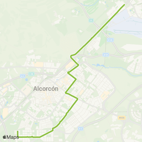 Autobuses Interurbanos Madrid (Cuatro Vientos)-Alcorcón (por Parque Lisboa) map