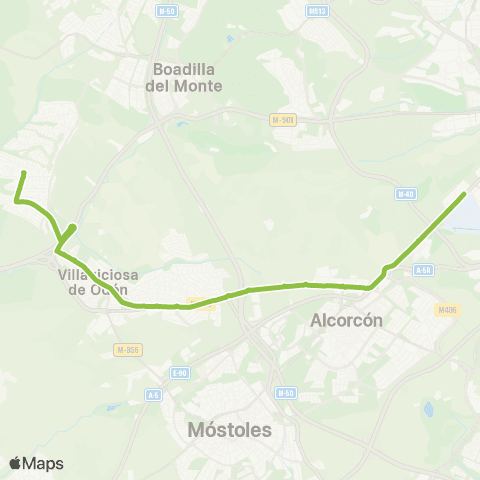 Autobuses Interurbanos Madrid (Cuatro Vientos) - Villaviciosa de Odón map