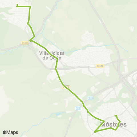 Autobuses Interurbanos Móstoles-Villaviciosa de Odón map