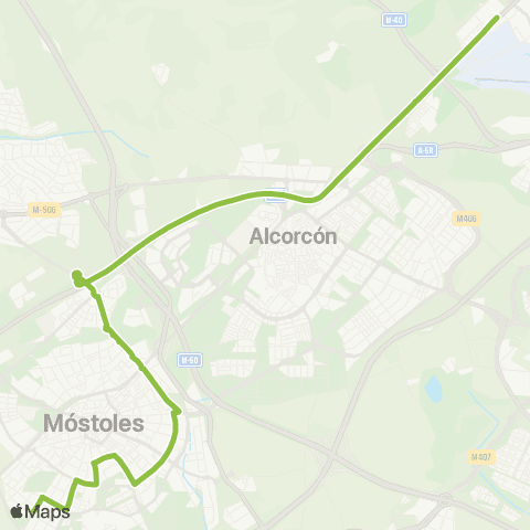 Autobuses Interurbanos Madrid (Cuatro Vientos)-Móstoles (Villafontana) map