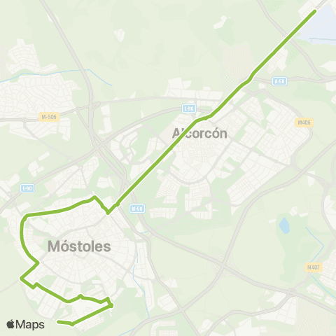 Autobuses Interurbanos Madrid (Cuatro Vientos) - Móstoles Sur map