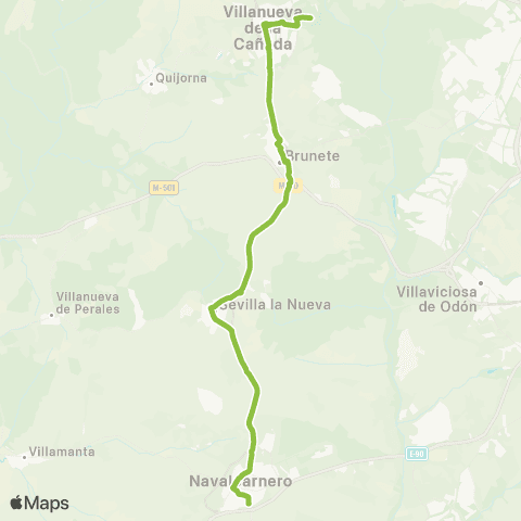Autobuses Interurbanos Navalcarnero-Villanueva de la Cañada map