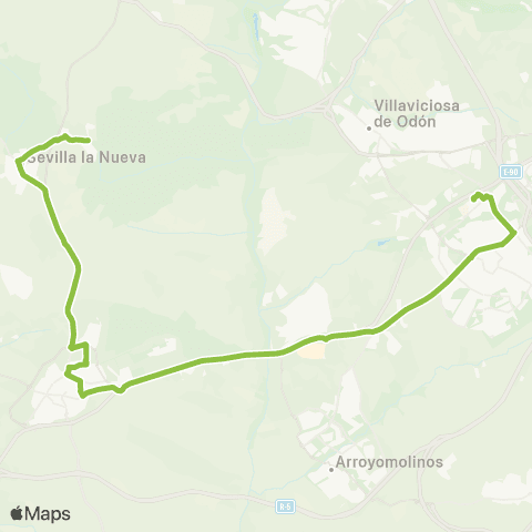 Autobuses Interurbanos Móstoles (Hospital Rey Juan Carlos)-Navalcarnero-Sevilla la Nueva map