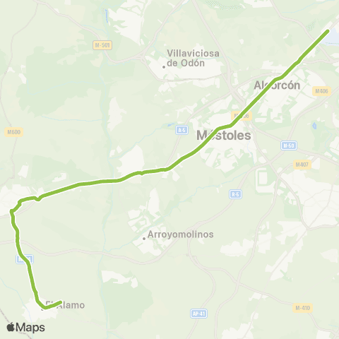 Autobuses Interurbanos Madrid (Cuatro Vientos)-el Álamo map
