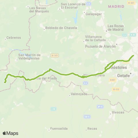 Autobuses Interurbanos Madrid (Plaza Elíptica)-Cenicientos-Sotillo de la Adrada map