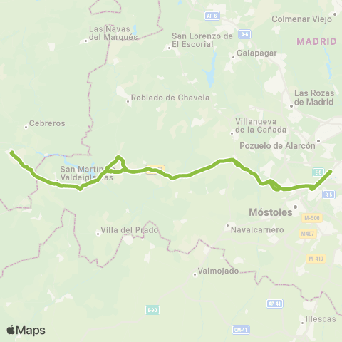 Autobuses Interurbanos Madrid (Cuatro Vientos)-San Martín de Valdeiglesias-el Tiemblo / Cebreros map