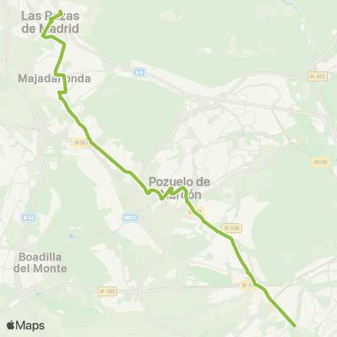 Autobuses Interurbanos Madrid (Aluche)-Pozuelo-Majadahonda-las Rozas map