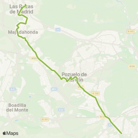 Autobuses Interurbanos Madrid (Aluche)-Pozuelo-Majadahonda-las Rozas (por Av. Guadarrama) map
