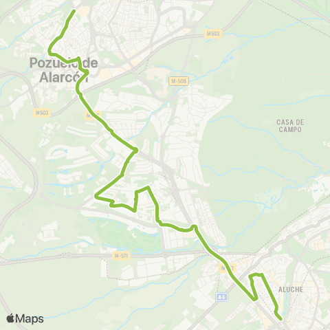 Autobuses Interurbanos Madrid (Aluche)-Pozuelo de Alarcón map