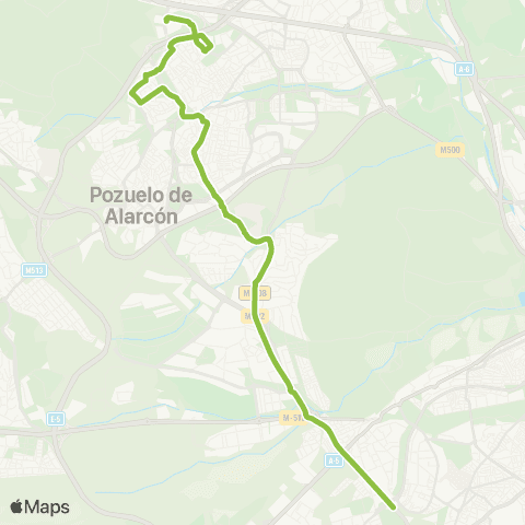 Autobuses Interurbanos Madrid (Aluche)-Pozuelo (por Urb. las Minas) map