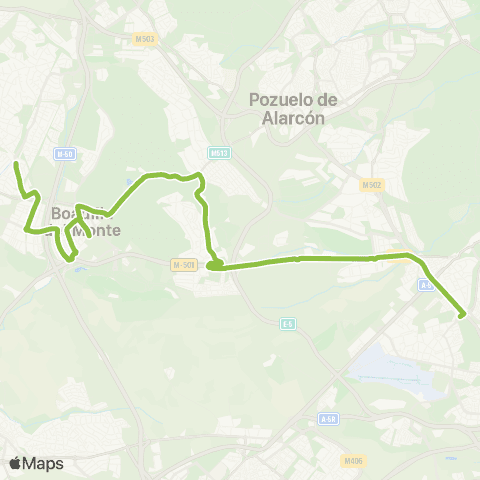 Autobuses Interurbanos Madrid (Aluche)-Boadilla (por Urb. Montepríncipe) map