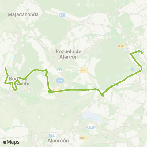 Autobuses Interurbanos Madrid (Moncloa)-Boadilla (por Urb. Montepríncipe) map