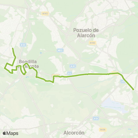 Autobuses Interurbanos Madrid (Aluche)-Boadilla del Monte (por Ciudad Financiera) map
